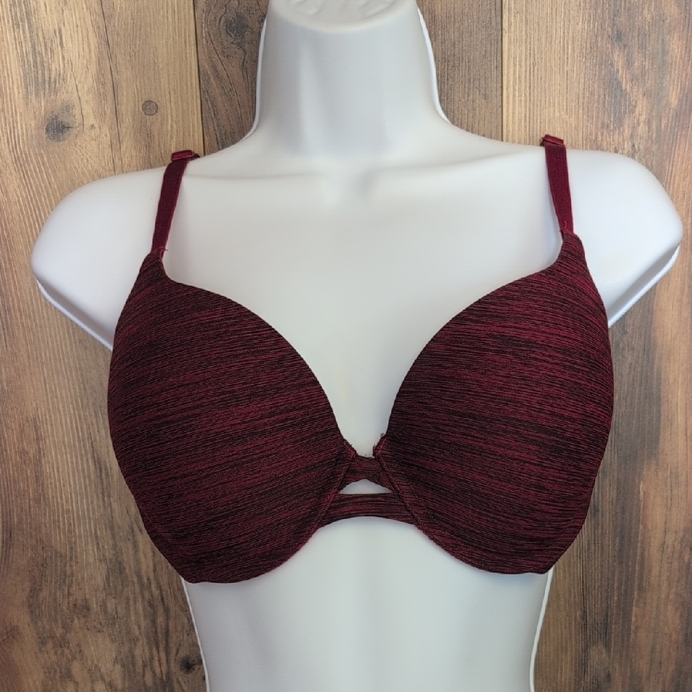 Victoria's Secret Burgundy/Black Pushup Perfect Shape Bra 36D